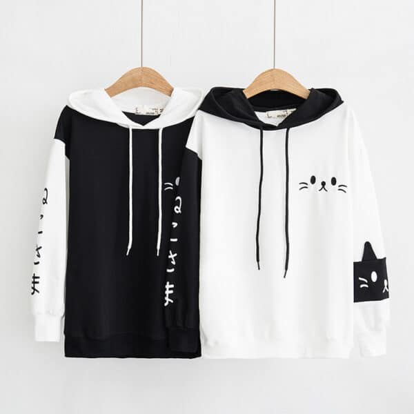 Cute Kitty Hoodie White Color (Or Black)