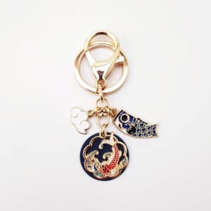 Blue Koi Fish Keychain with Ring & Clasp