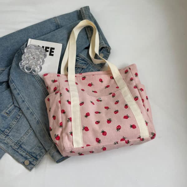 Pink Strawberry Tote | Large Capacity