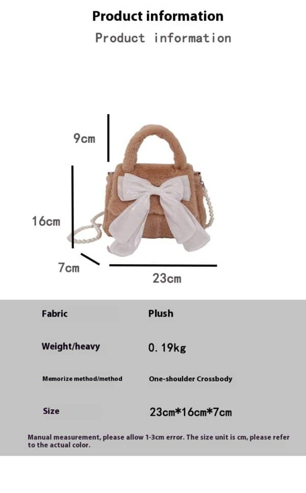 White Plush Handbag | Girly & Cute with Bow