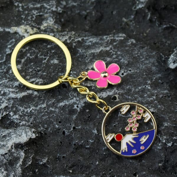 Fuji Mountain Keychain with Sakura! Japan Inspired