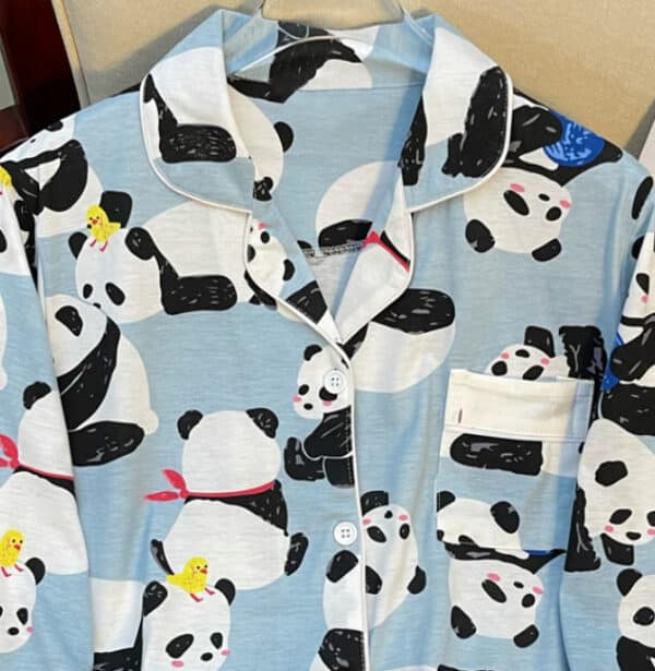 Blue Panda Pajamas Long Womens