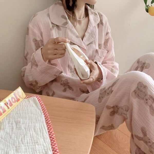 Bunny Pattern Pajamas Long Sleeved