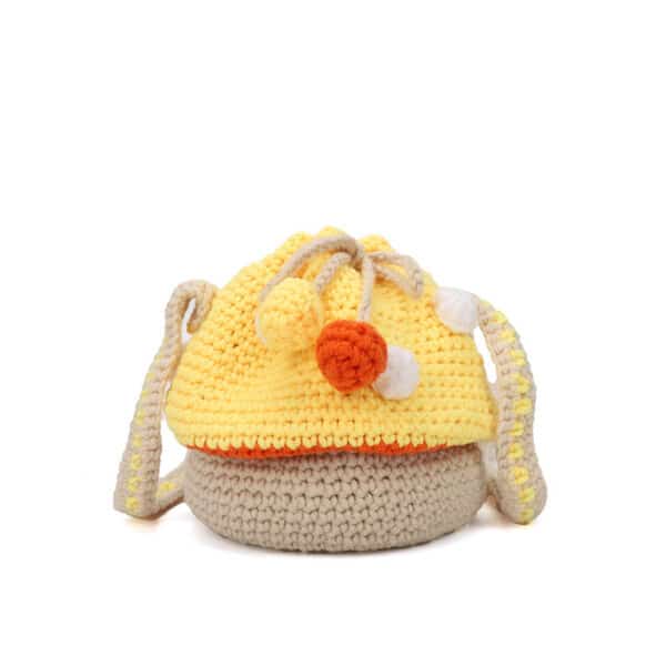 Crochet Mushroom Purse | Knitted Bucket Bag