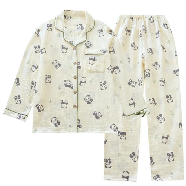 Cute Panda Pj Set with Pattern | Beige Womens