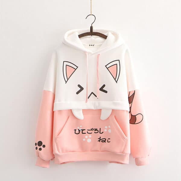 Kawaii Cat Hoodie Japanese Design