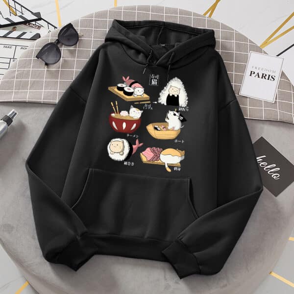 Cute Sushi Hoodie Kawaii Cat Beige (+5 Colors)