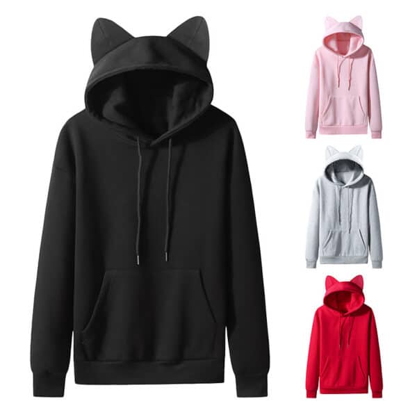 Cat Ear Hoodie Cute Womens Pink (+3 Colors)