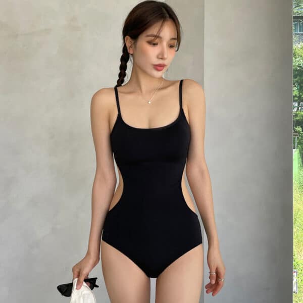 Asian Black Monokini with Midriff Cuts