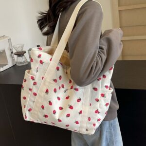 Strawberry Tote Bag | Large with Pattern