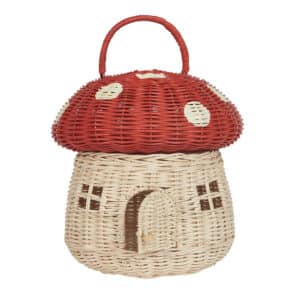 Red Mushroom Shaped Luggy Basket with Lid