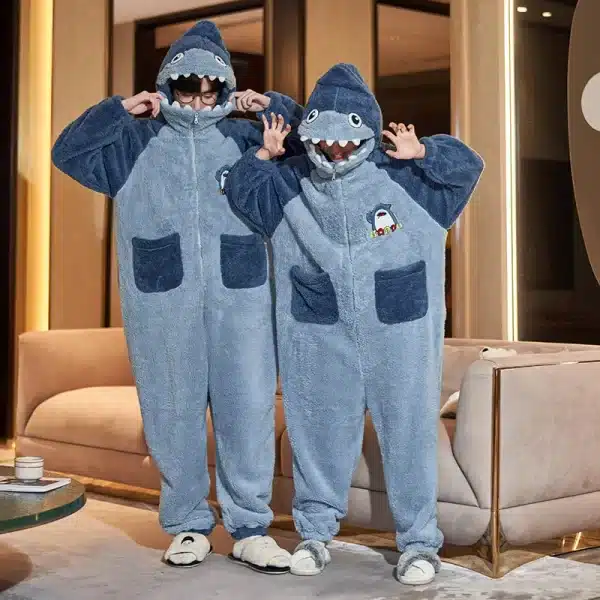 Blue Shark Pajama Onesie with Shark Hood