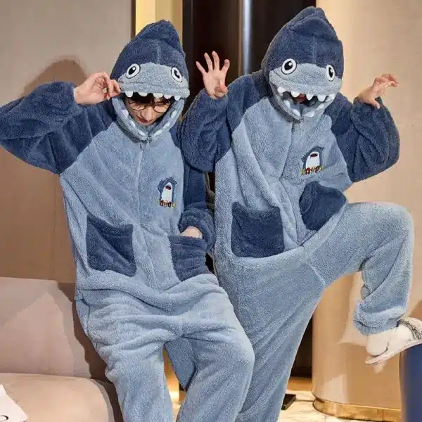 Blue Shark Pajama Onesie with Shark Hood