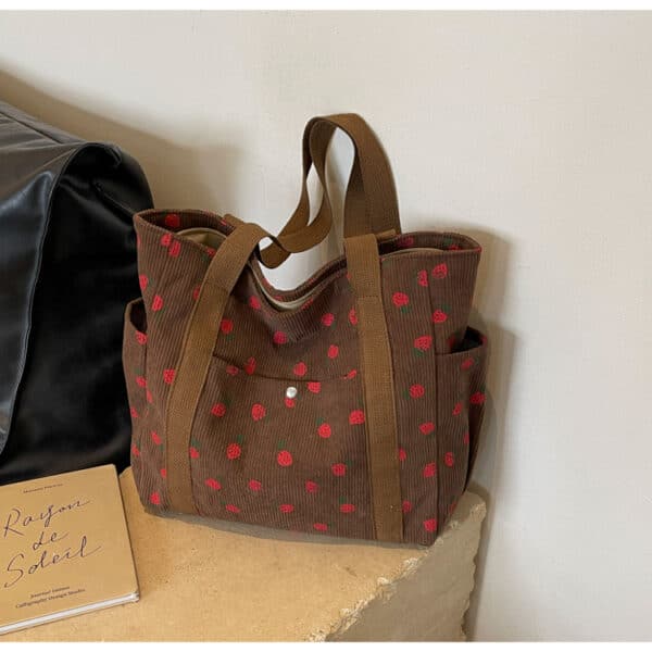 Black Strawberry Bag Tote | Corduroy