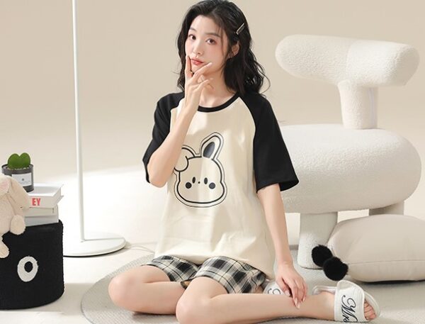 Bunny Nightwear Cute Monochrome | M-5XL