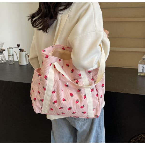 Pink Strawberry Tote | Large Capacity