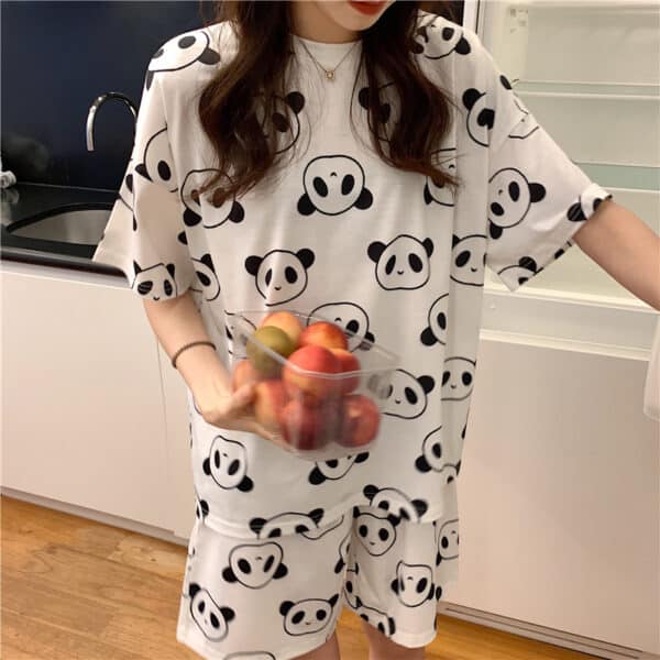 Cute Panda Nightwear Set | Short Sleeved Womens