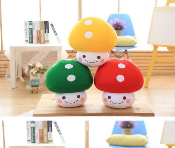 Red Mushroom Stuffed Toy with Cute Face
