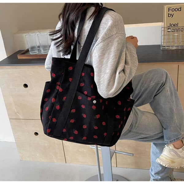 Black Strawberry Bag Tote | Corduroy