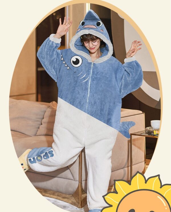 Shark One Piece Pajama Thick Plush for Winter