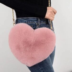 Pink Plush Heart Handbag