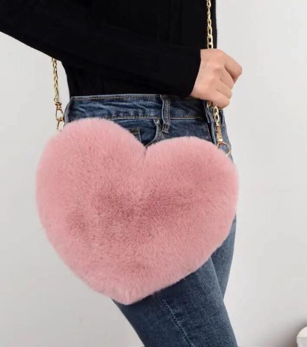 Pink Plush Heart Handbag