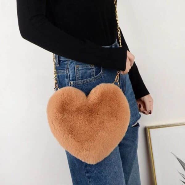 Pink Plush Heart Handbag