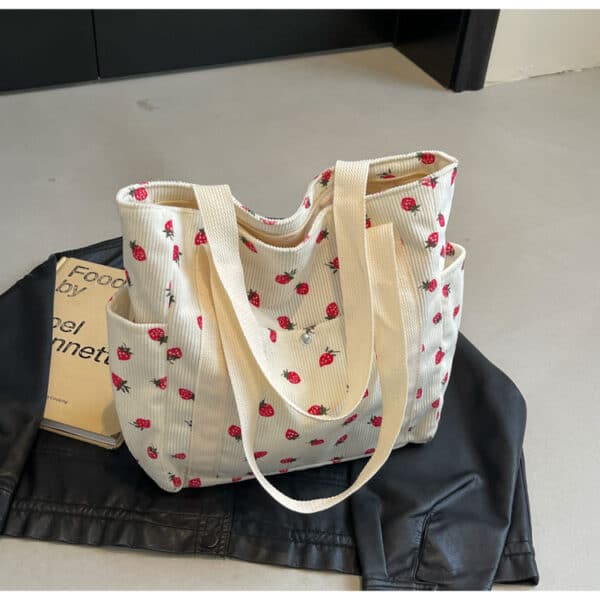 Strawberry Tote Bag | Large with Pattern