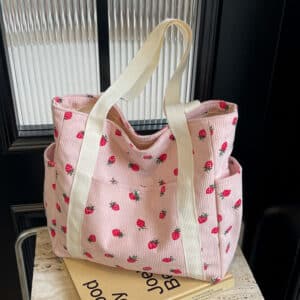 Pink Strawberry Tote | Large Capacity