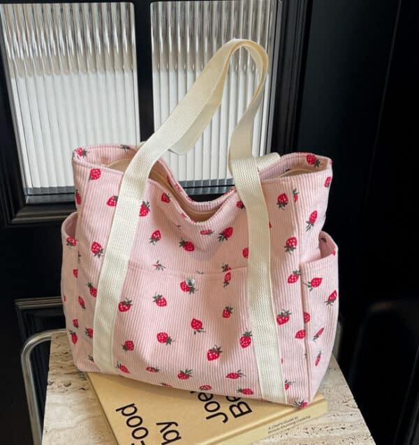 Pink Strawberry Tote | Large Capacity