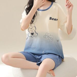 Bear Nightwear Set for Women Cute | Blue/Pink, M-5XL