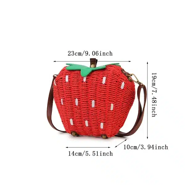 Cute Rattan Strawberry Woven Purse