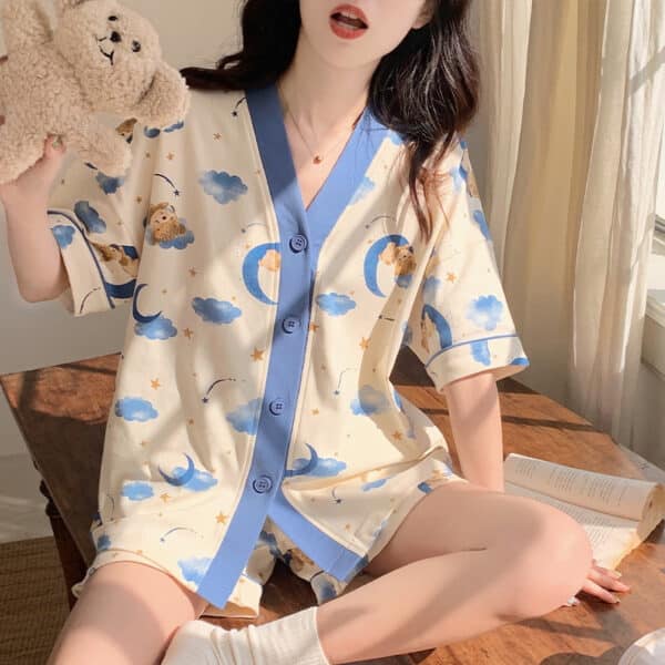 Cute Bear Pjs Set | "Moon Bears & The Sky"