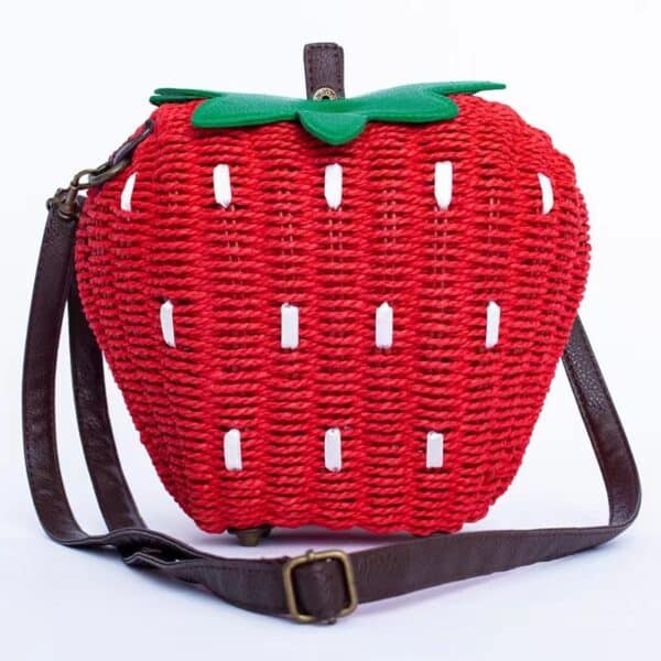 Cute Rattan Strawberry Woven Purse