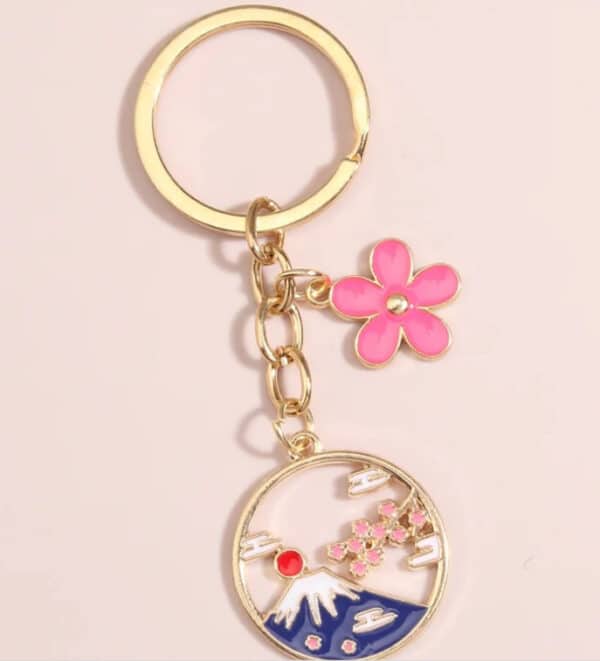 Fuji Mountain Keychain with Sakura! Japan Inspired