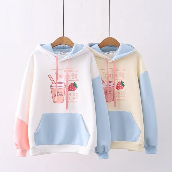 Strawberry Milk Hoodie (Cute Japanese Drink Design!)