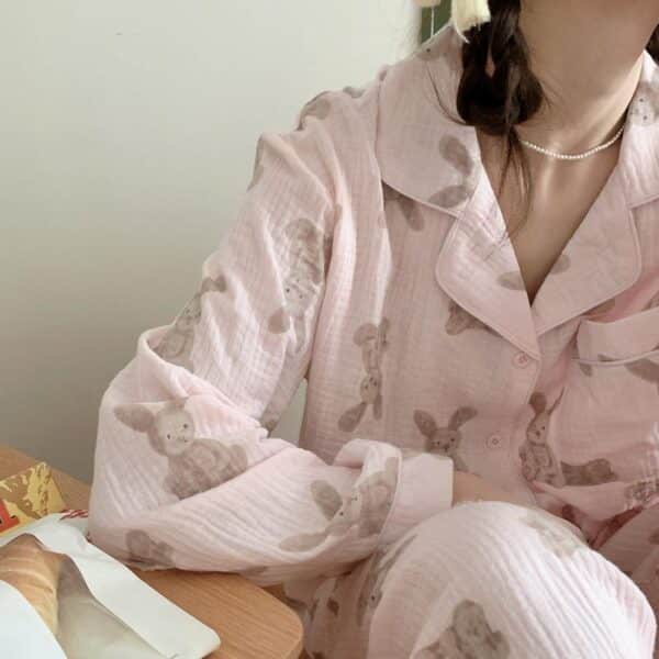 Bunny Pattern Pajamas Long Sleeved