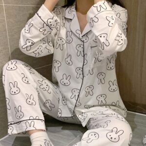 White Rabbit Sleepwear Set | Womens Long Sleeved