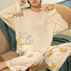 White Rabbit Pyjamas Yellow Moon Cute