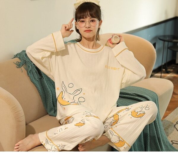 White Rabbit Pyjamas Yellow Moon Cute