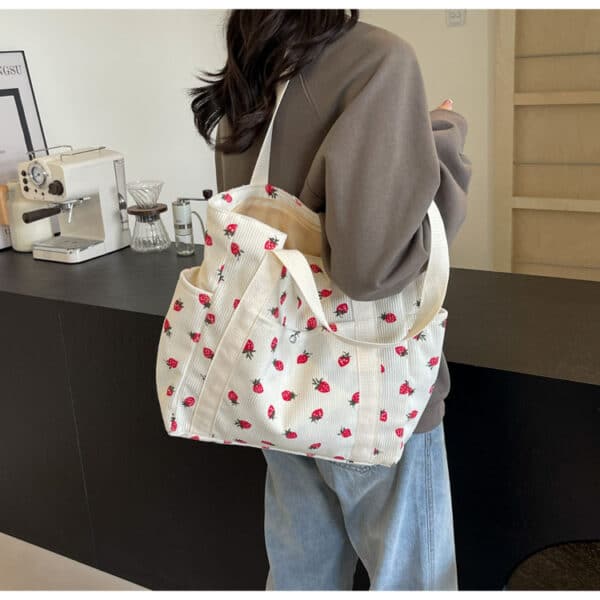 Strawberry Tote Bag | Large with Pattern