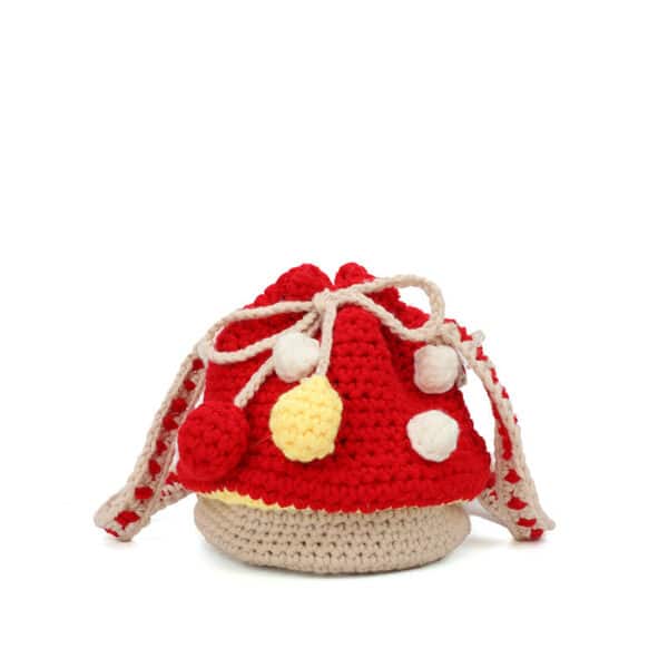 Crochet Mushroom Purse | Knitted Bucket Bag