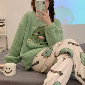 Cute Dino Pjs for Winter with Thick Plush