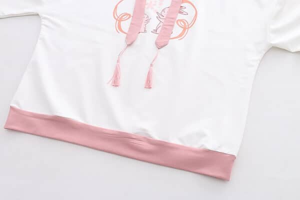 Cute Rabbit Hoodie Pink & White