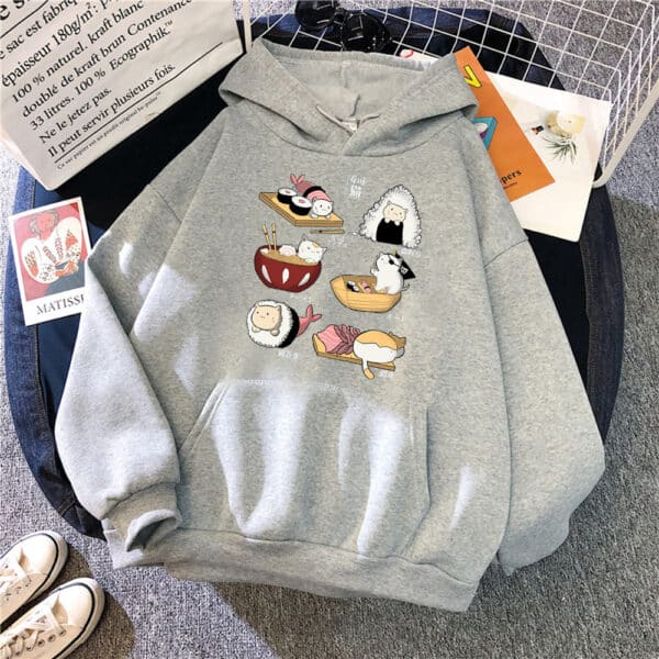 Cute Sushi Hoodie Kawaii Cat Beige (+5 Colors)