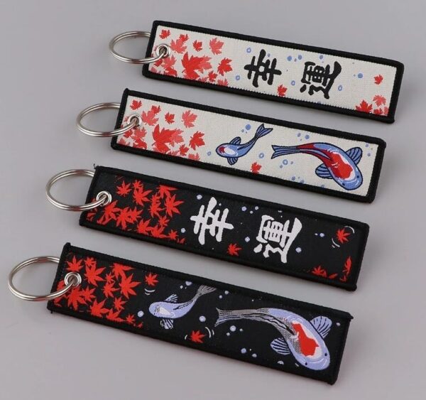 Japanese Koi Keyring Black or White