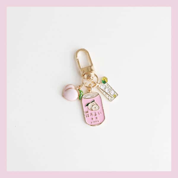 Japanese Drink Keychain | Peach Flavor & Clasp