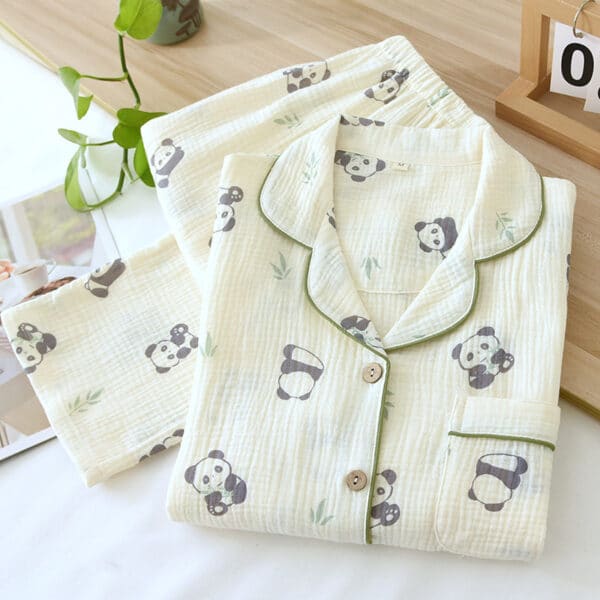 Cute Panda Pj Set with Pattern | Beige Womens