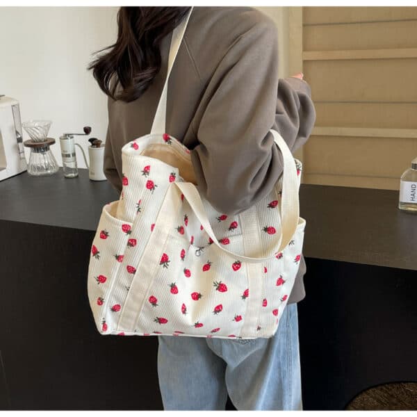 Strawberry Tote Bag | Large with Pattern