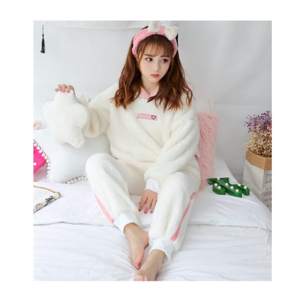 Rabbit One Piece Pajama with Rabbit Ears | White M-2XL